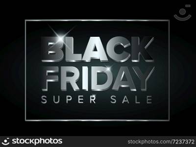 Vector black friday sale flyer made from big silver letters and lines - dark version
