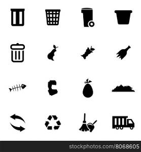 Vector black garbage icon set. Vector black garbage icon set on white background