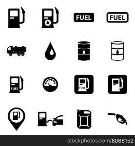 Vector black gas station icon set. Vector black gas station icon set on white background