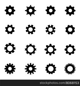 Vector black gear icon set. Vector black gear icon set on white background