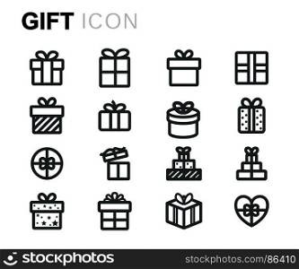 Vector black gift icons set. Vector black gift icons set on white background