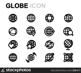 Vector black globe icons set. Vector black globe icons set on white background
