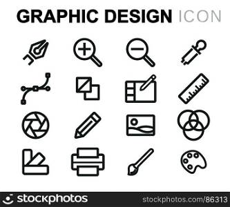 Vector black graphic design icons set. Vector black graphic design icons set on white background
