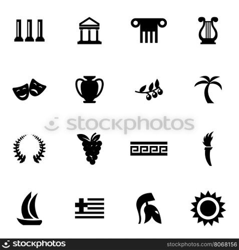 Vector black greece icon set. Vector black greece icon set on white background