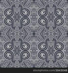 vector black grey halftones hand drawn abstract psychedelic zentangle seamless pattern illustration &#xA;