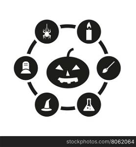 Vector black halloween icon set. Halloween Icon Object, Halloween Icon Picture, Halloween Icon Image - stock vector
