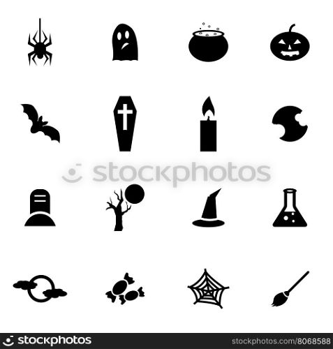 Vector black halloween icon set. Vector black halloween icon set on white background