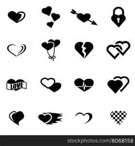 Vector black heart icon set. Vector black heart icon set on white background