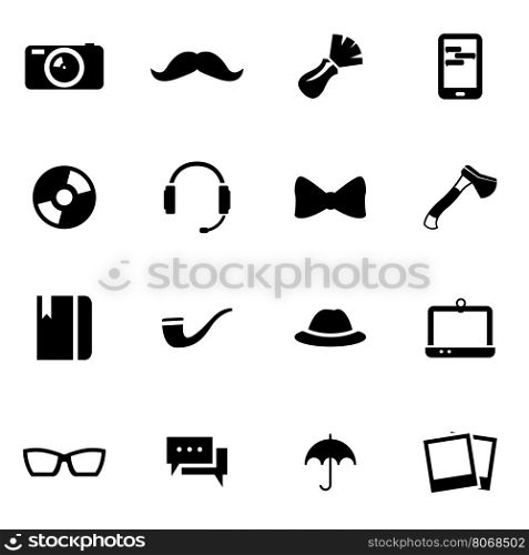 Vector black hipster icon set. Vector black hipster icon set on white background