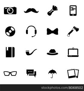 Vector black hipster icon set. Vector black hipster icon set on white background
