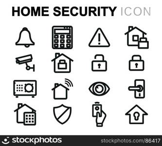 Vector black home security icons set. Vector black home security icons set on white background