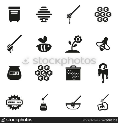 Vector black honey icon set. Vector black honey icon set on white background