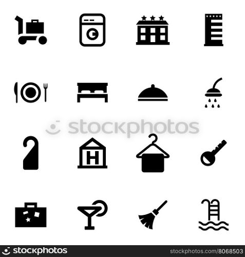 Vector black hotel icon set. Vector black hotel icon set on white background