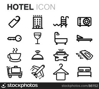 Vector black hotel icons set. Vector black hotel icons set on white background