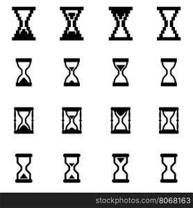 Vector black hourglass icon set. Vector black hourglass icon set on white background