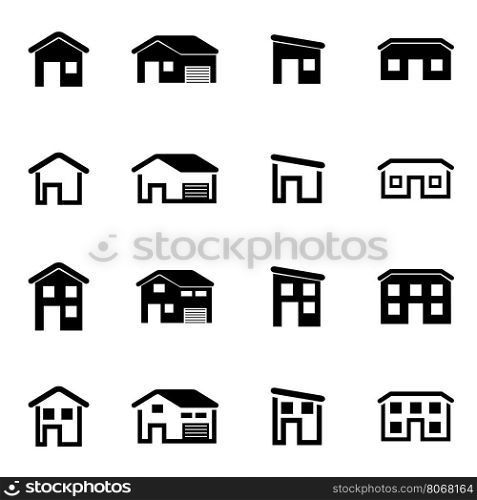 Vector black house icon set. Vector black house icon set on white background