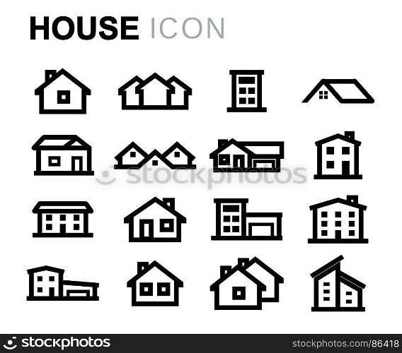 Vector black house icons set. Vector black house icons set on white background