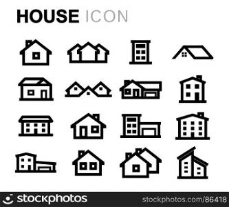 Vector black house icons set. Vector black house icons set on white background
