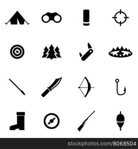 Vector black hunting icon set. Vector black hunting icon set on white background
