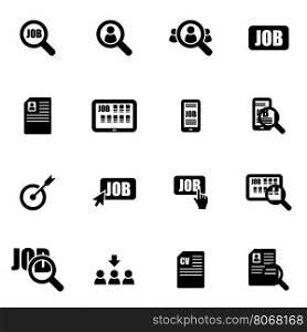 Vector black job search icon set. Vector black job search icon set on white background