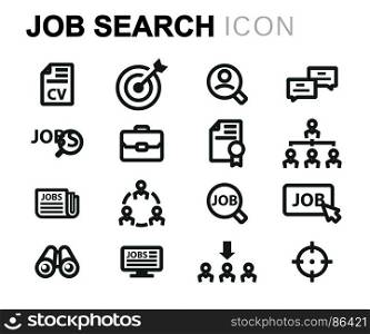 Vector black job search icons set. Vector black job search icons set on white background