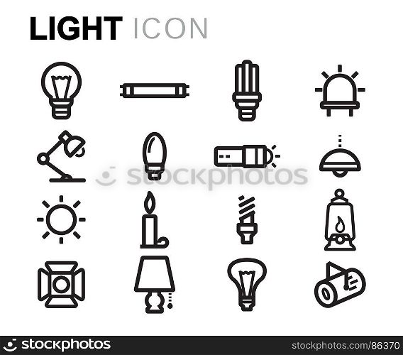 Vector black light icons set. Vector black light icons set on white background