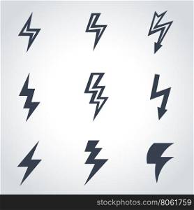 Vector black lightning icon set. lightning Icon Object, lightning Icon Picture, lightning Icon Image - stock vector