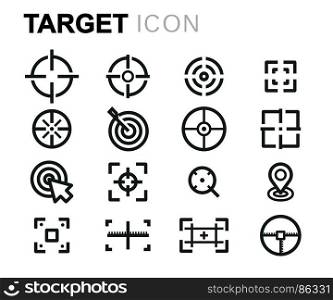 Vector black line target icons set. Vector black line target icons set on white background