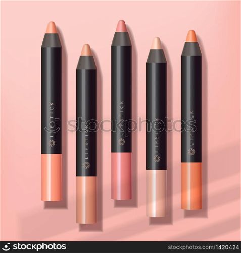 Vector Black Lip Pencil in Pink Background