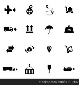 Vector black logistic icon set. Vector black logistic icon set on white background