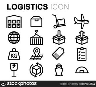 Vector black logistics icons set. Vector black logistics icons set on white background