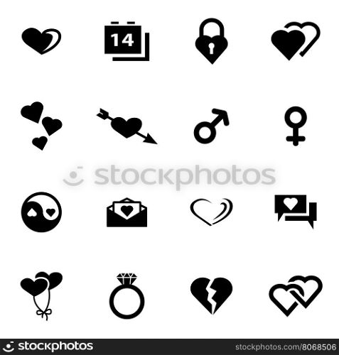 Vector black love icon set. Vector black love icon set on white background