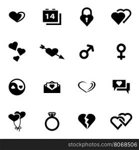Vector black love icon set. Vector black love icon set on white background