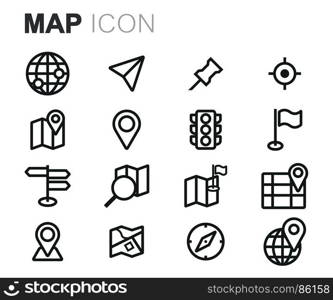 Vector black map icons set. Vector black map icons set on white background