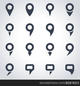 Vector black map pointer icon set. Vector black map pointer icon set on grey background