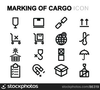 Vector black marking of cargo icons set. Vector black marking of cargo icons set on white background