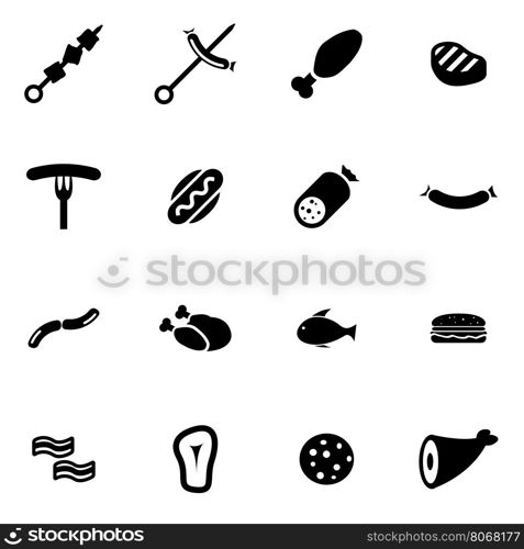 Vector black meat icon set. Vector black meat icon set on white background