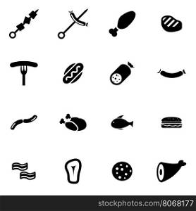 Vector black meat icon set. Vector black meat icon set on white background