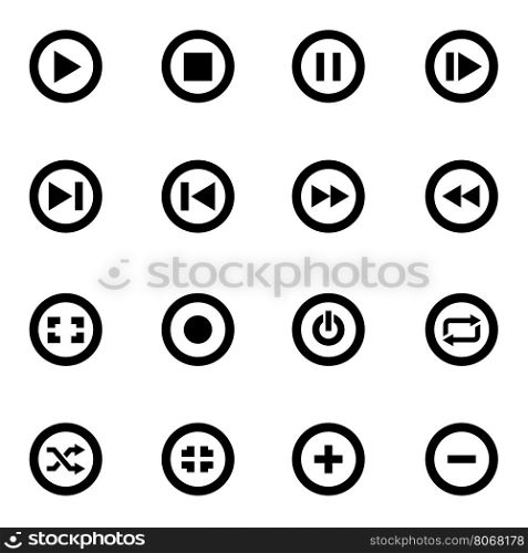 Vector black media buttons icon set. Vector black media buttons icon set on white background