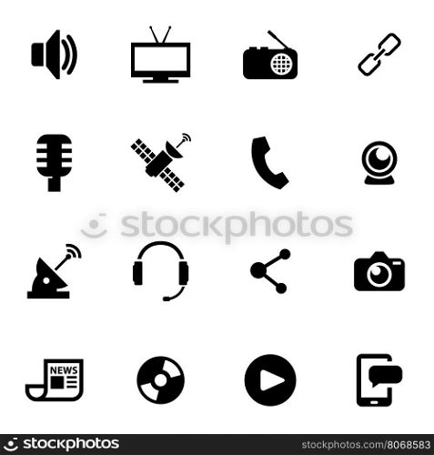 Vector black media icon set. Vector black media icon set on white background
