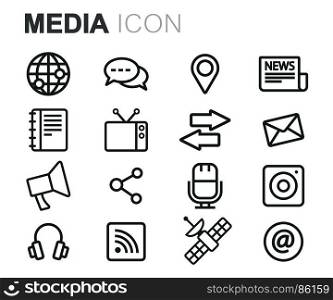 Vector black media icons set. Vector black media icons set on white background