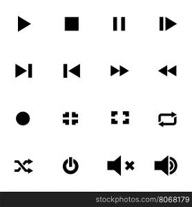 Vector black media player icon set. Vector black media player icon set on white background