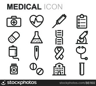 Vector black medical icons set. Vector black medical icons set on white background