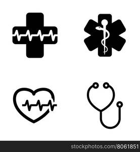 Vector black medical symbol icons set. Emblem for drugstore or medicine, medical sign, symbol of pharmacy, pharmacy snake symbol