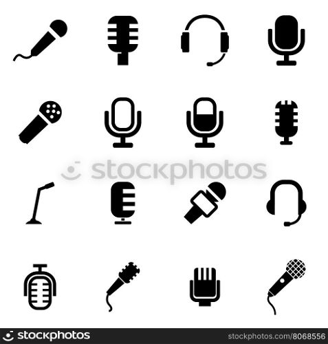 Vector black microphone icon set. Vector black microphone icon set on white background
