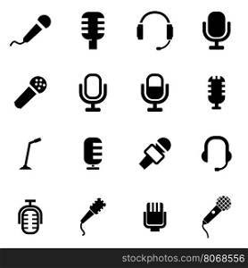 Vector black microphone icon set. Vector black microphone icon set on white background
