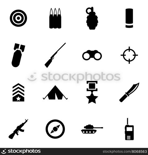 Vector black military icon set. Vector black military icon set on white background