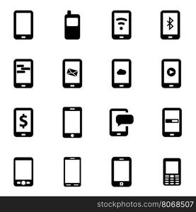 Vector black mobile icon set. Vector black mobile icon set on white background