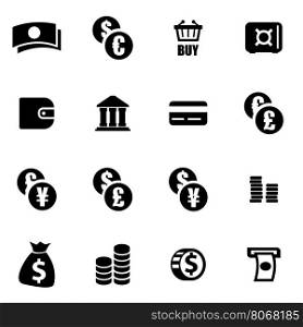 Vector black money icon set. Vector black money icon set on white background