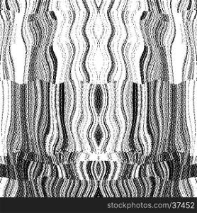 vector black monochrome color abstract warped stripes modern digital glitch graphic design damaged data file background&#xA;